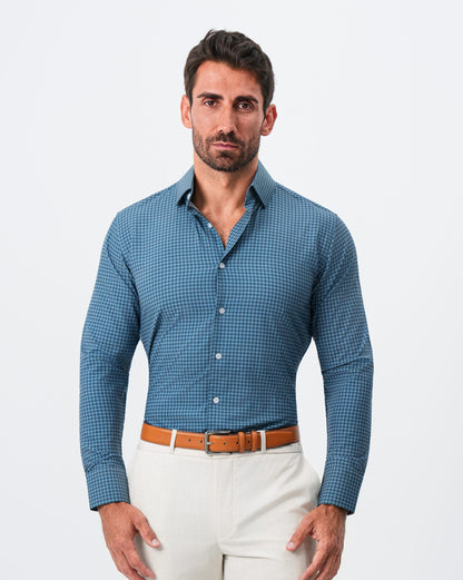 "The Montgomery" Teal & Navy Gingham | State & Liberty Dress Shirts