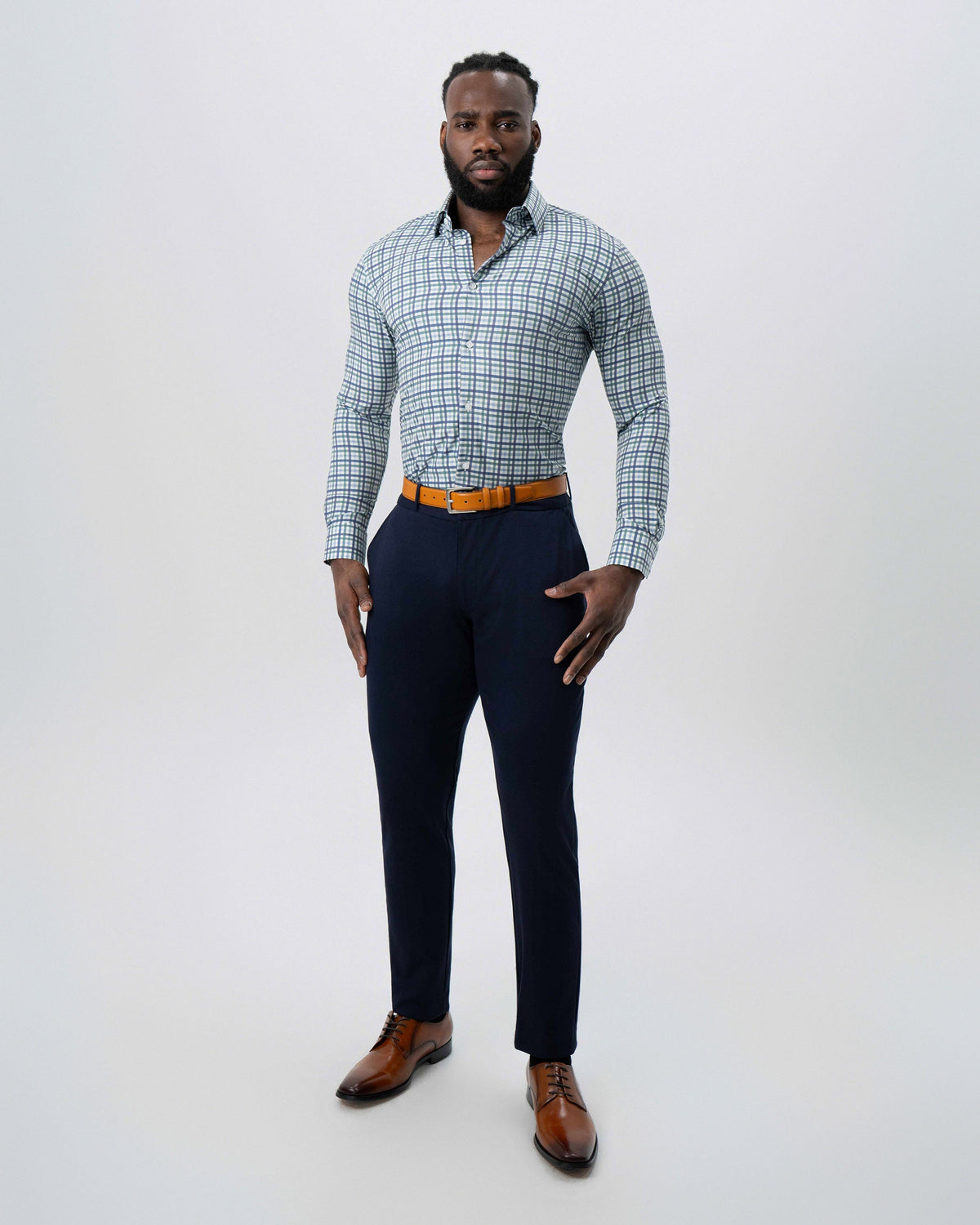 "The Parker" Navy, Light Blue and Pine Green Gingham | State & Liberty Dress Shirts
