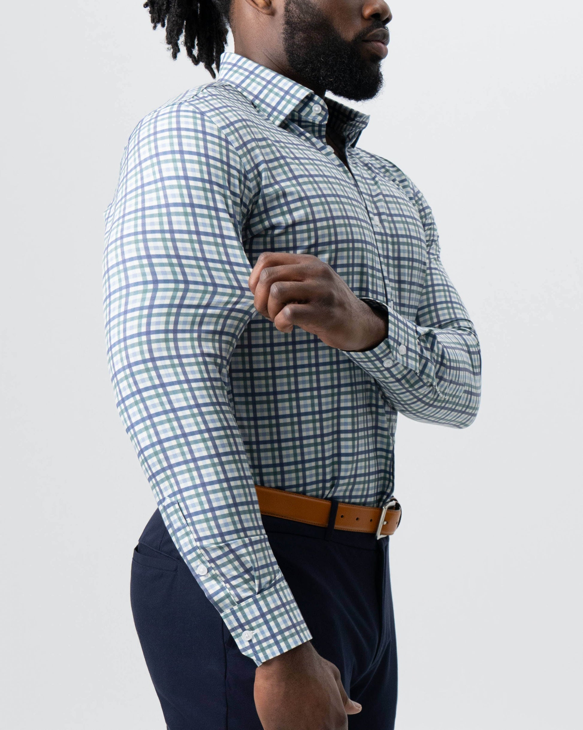 "The Parker" Navy, Light Blue and Pine Green Gingham | State & Liberty Dress Shirts