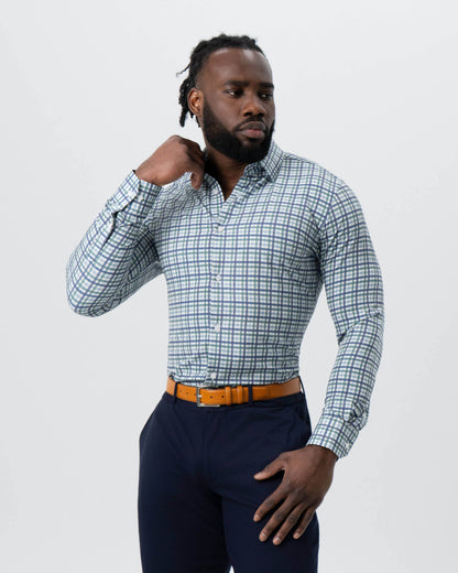 "The Parker" Navy, Light Blue and Pine Green Gingham | State & Liberty Dress Shirts