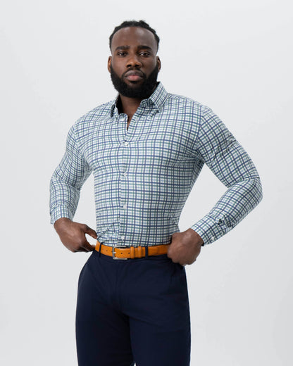 "The Parker" Navy, Light Blue and Pine Green Gingham | State & Liberty Dress Shirts