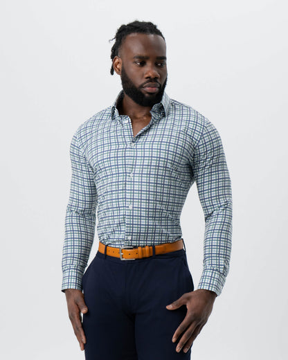 "The Parker" Navy, Light Blue and Pine Green Gingham | State & Liberty Dress Shirts