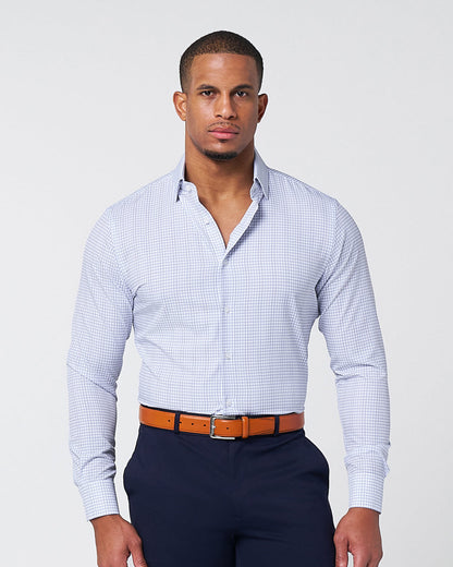 "The Baxter" Blue Mini Line Patterned Windowpane | State & Liberty Dress Shirts