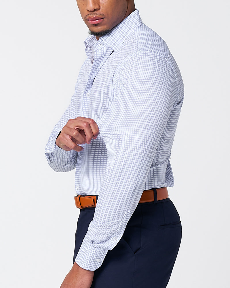 "The Baxter" Blue Mini Line Patterned Windowpane | State & Liberty Dress Shirts