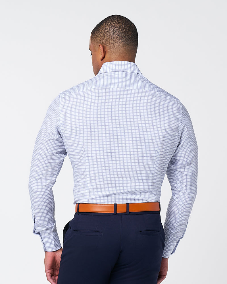 "The Baxter" Blue Mini Line Patterned Windowpane | State & Liberty Dress Shirts