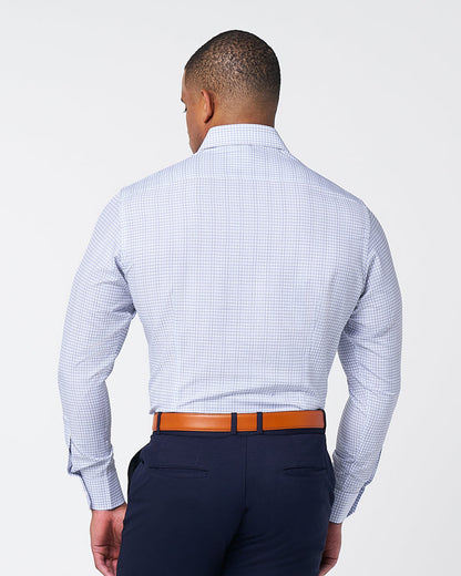 "The Baxter" Blue Mini Line Patterned Windowpane | State & Liberty Dress Shirts