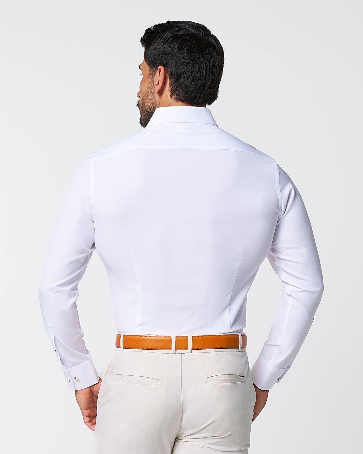 "The Leonardo" Solid White With Tortoise Shell Buttons | State & Liberty Dress Shirts