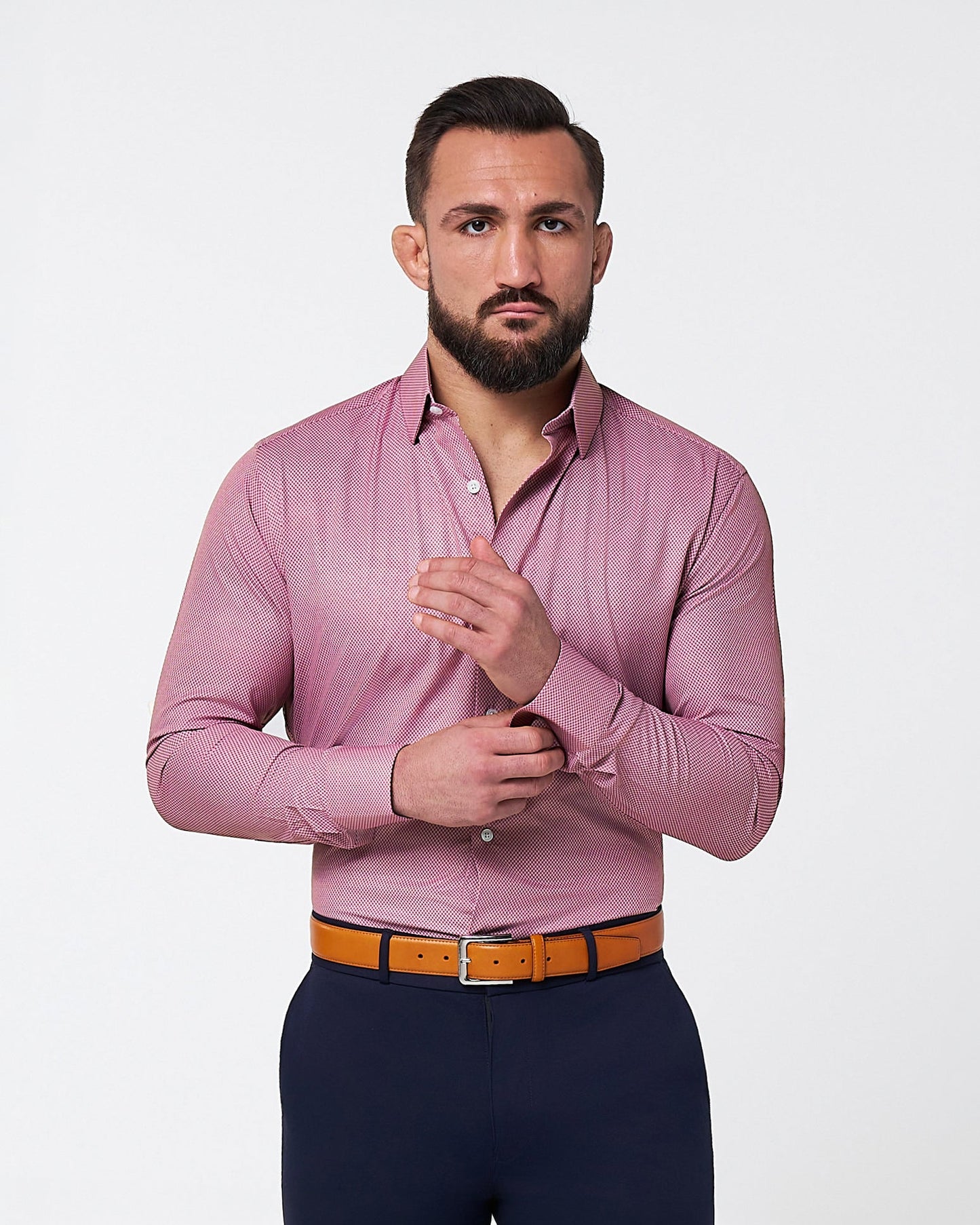 "The Ozzie" Crimson & White Mini Pattern | State & Liberty Dress Shirts