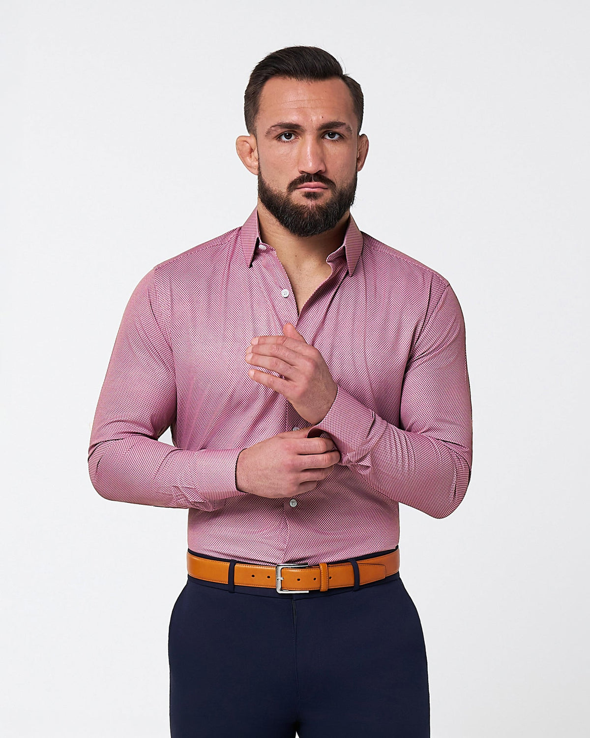 "The Ozzie" Crimson & White Mini Pattern | State & Liberty Dress Shirts