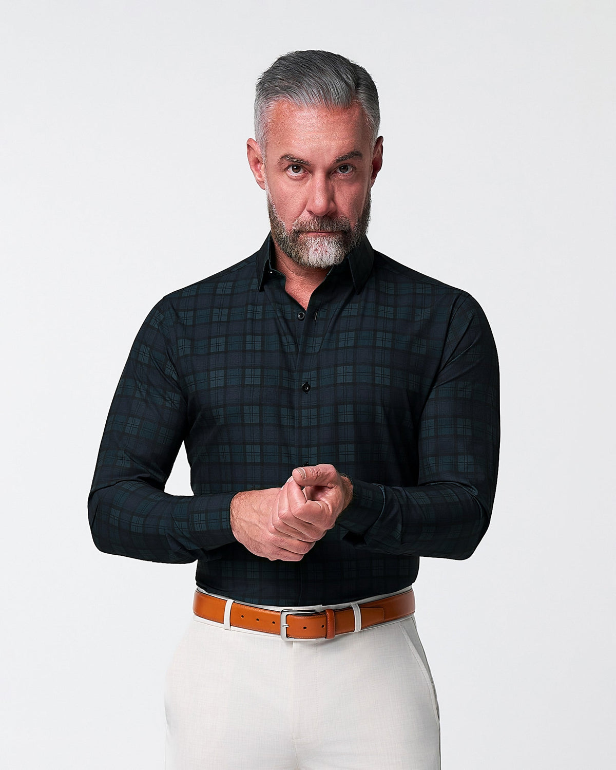 "The York" Navy, Black & Olive Plaid | State & Liberty Dress Shirts
