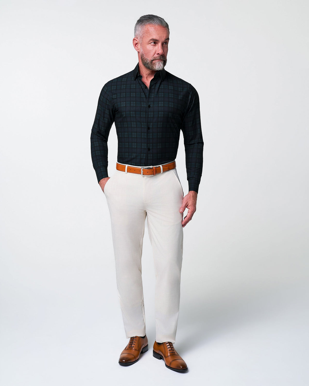 "The York" Navy, Black & Olive Plaid | State & Liberty Dress Shirts