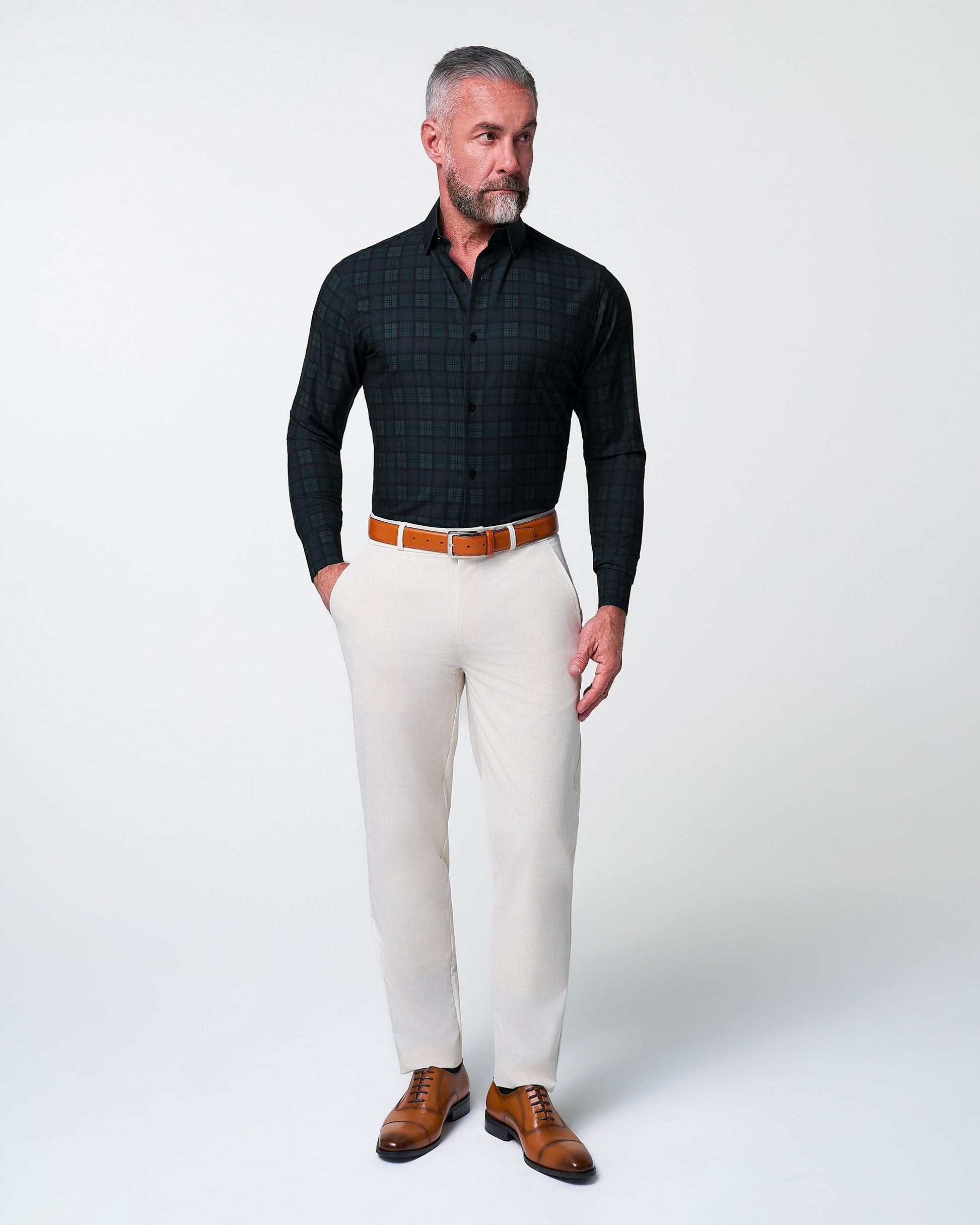 "The York" Navy, Black & Olive Plaid | State & Liberty Dress Shirts