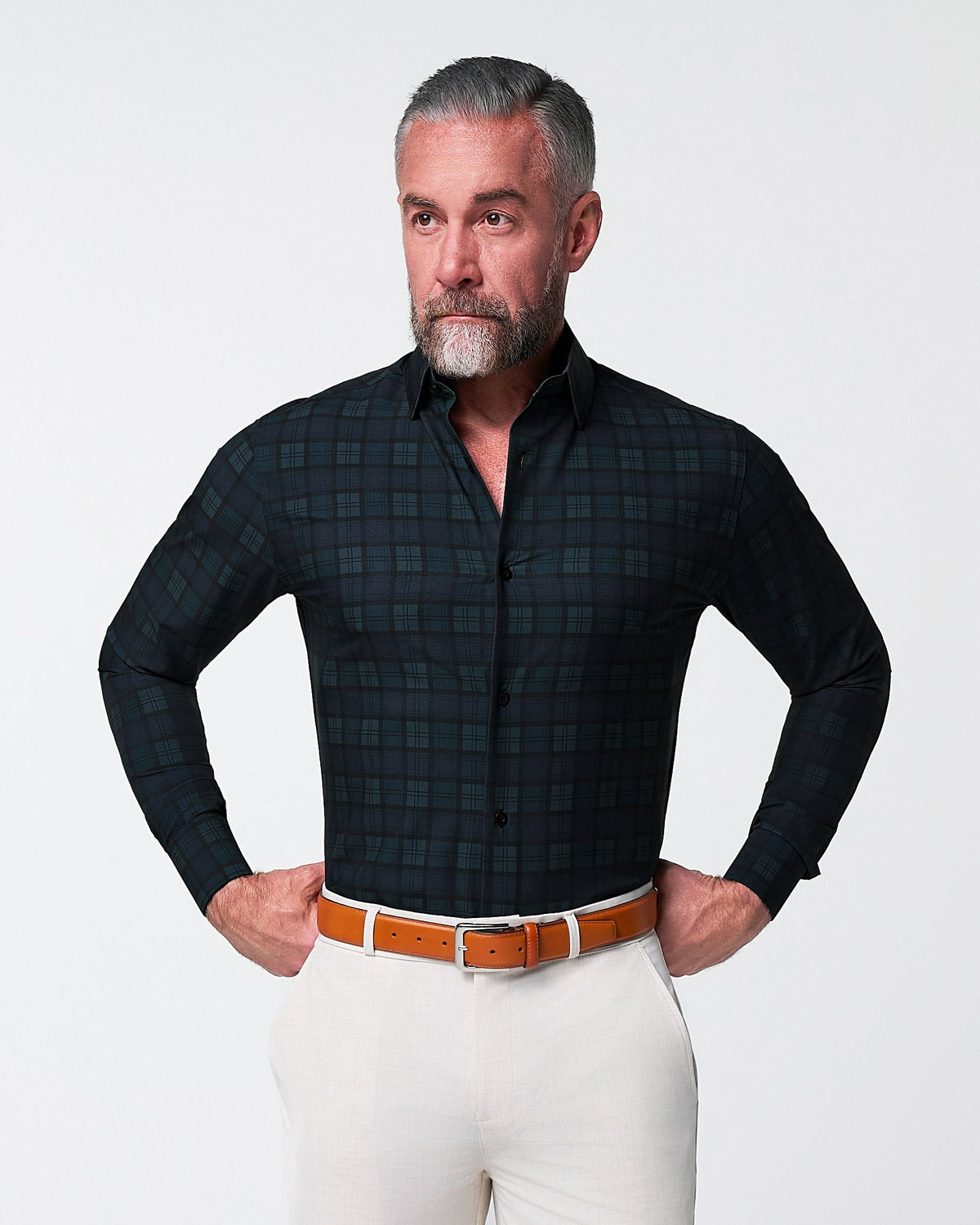 "The York" Navy, Black & Olive Plaid | State & Liberty Dress Shirts