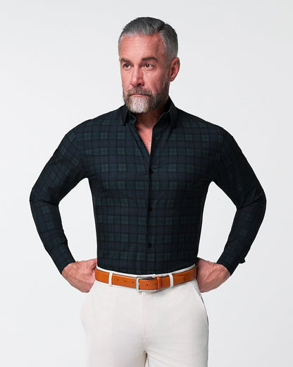"The York" Navy, Black & Olive Plaid | State & Liberty Dress Shirts