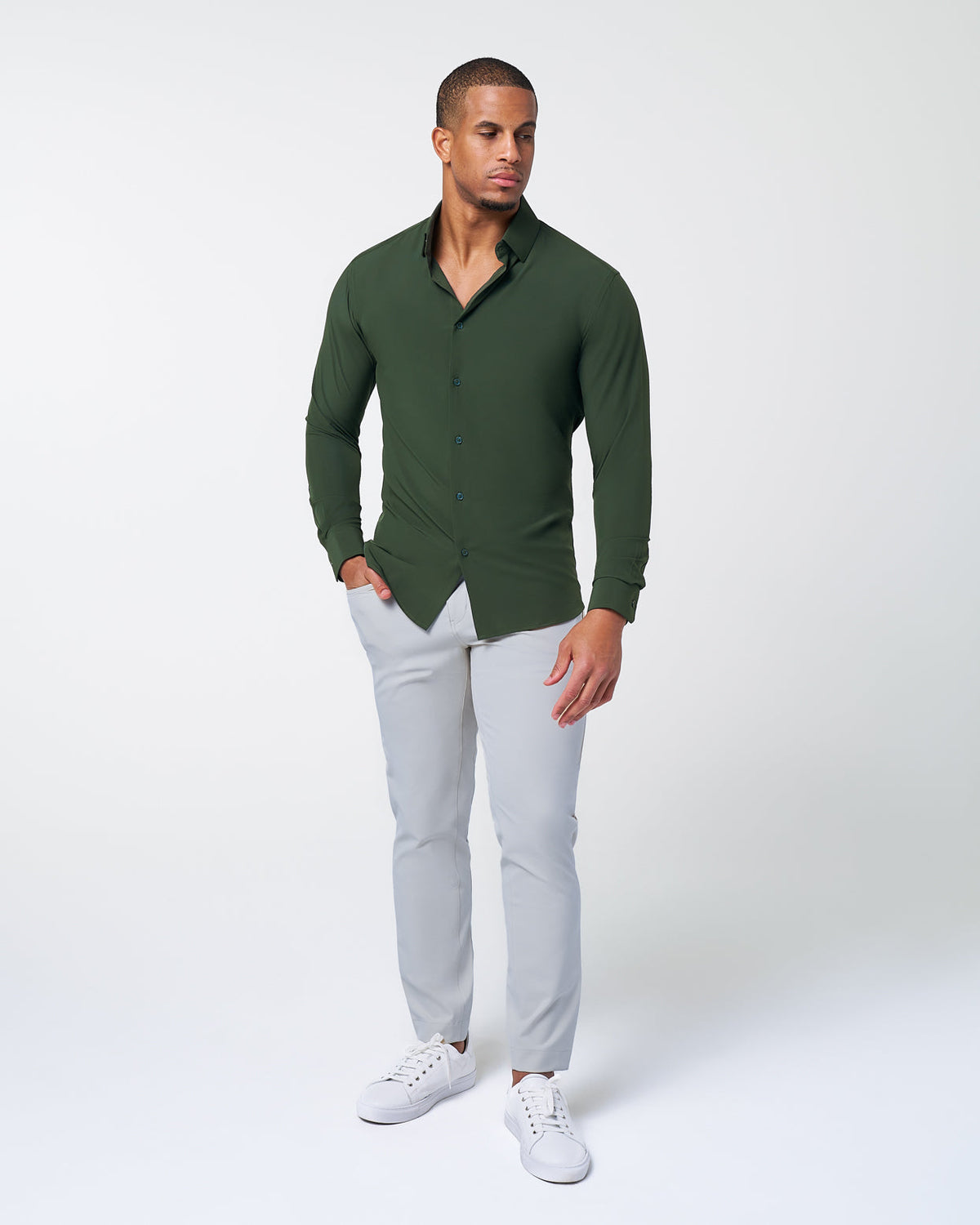 "The Kelce" Solid Dark Olive Green | State & Liberty Dress Shirts