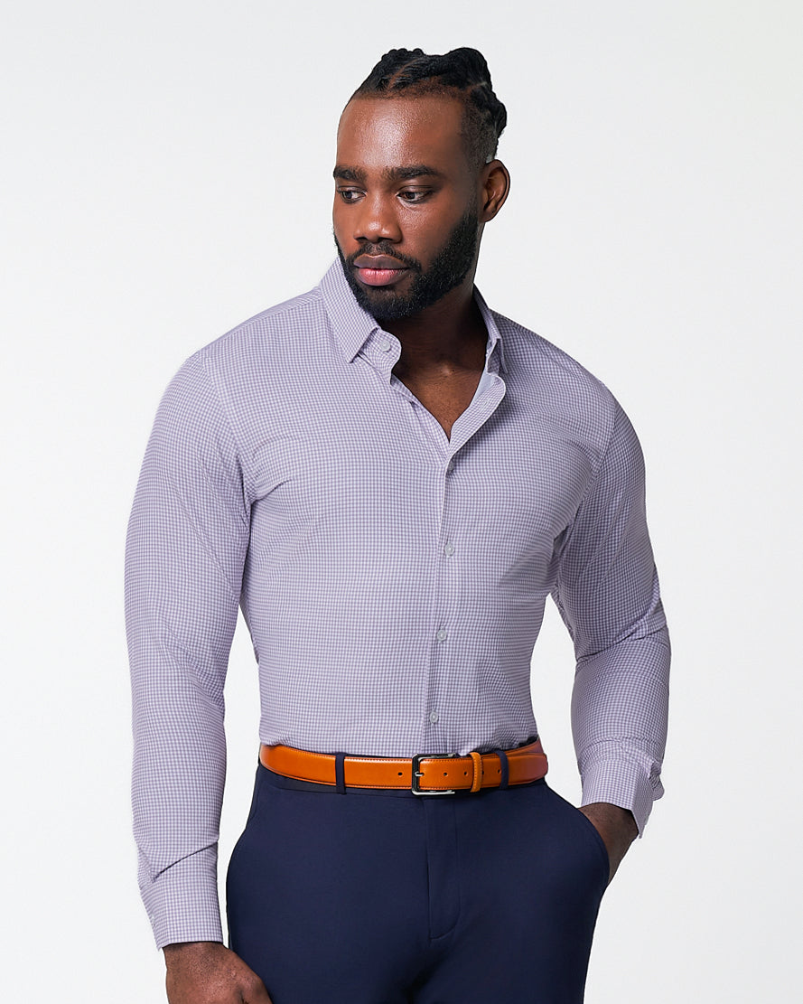 "The Arlo" Lavender Double Check | State & Liberty Dress Shirts
