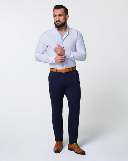"The Briggs" Solid White with Light Blue Accents | State & Liberty Dress Shirts