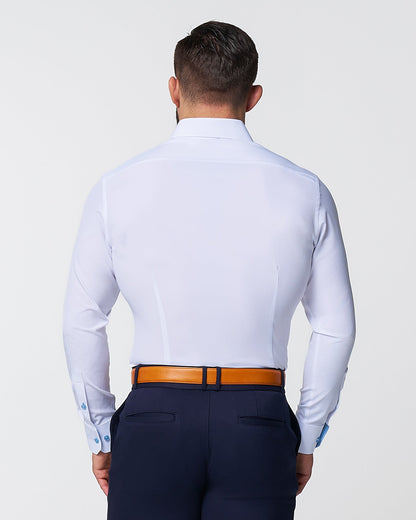 "The Briggs" Solid White with Light Blue Accents | State & Liberty Dress Shirts