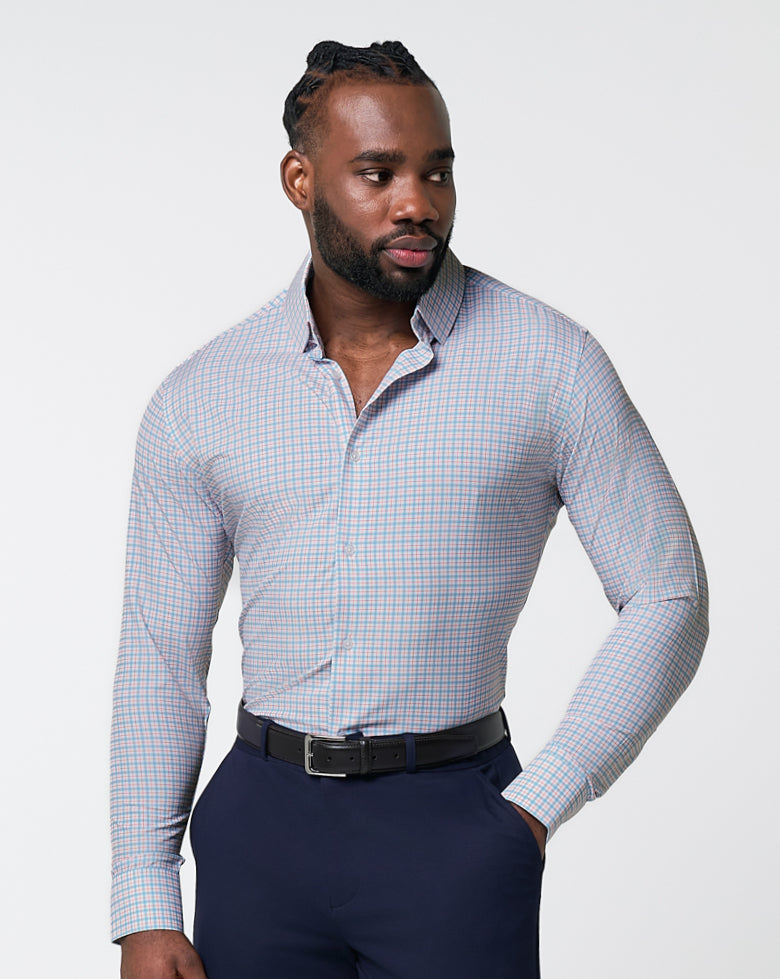 "The Dimitri" Blue Plaid With Orange Windowpane | State & Liberty Dress Shirts