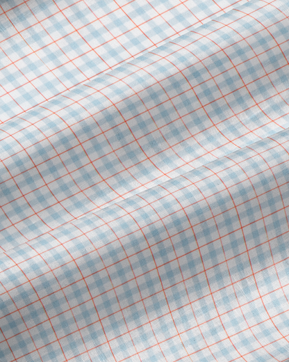 "The Dimitri" Blue Plaid With Orange Windowpane | State & Liberty Dress Shirts