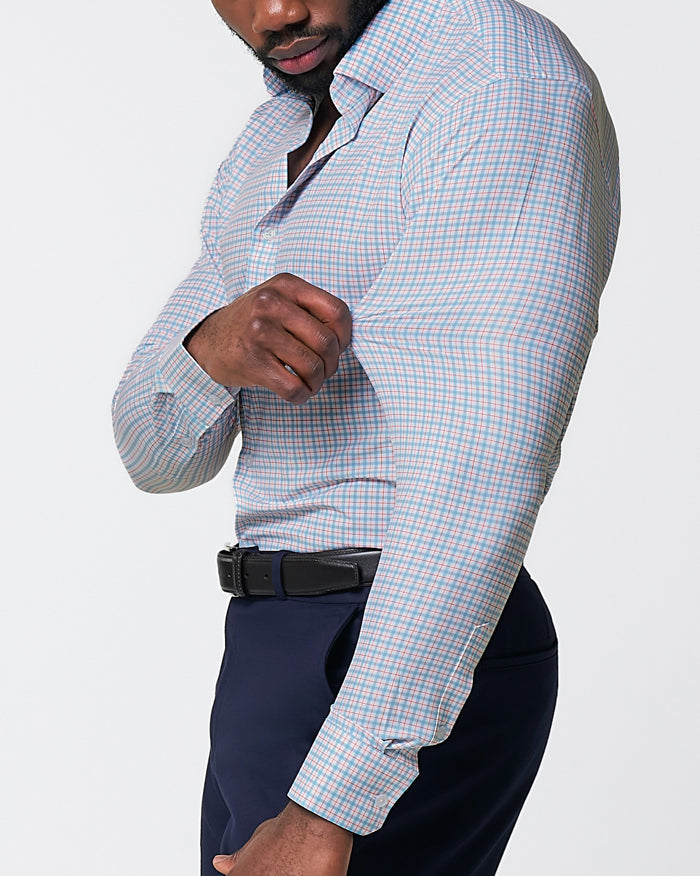 "The Dimitri" Blue Plaid With Orange Windowpane | State & Liberty Dress Shirts
