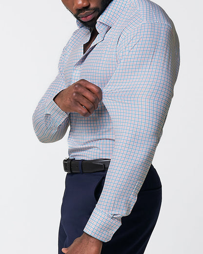"The Dimitri" Blue Plaid With Orange Windowpane | State & Liberty Dress Shirts