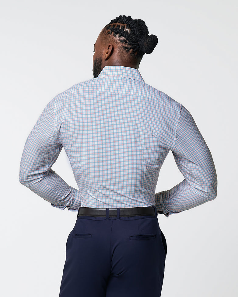 "The Dimitri" Blue Plaid With Orange Windowpane | State & Liberty Dress Shirts