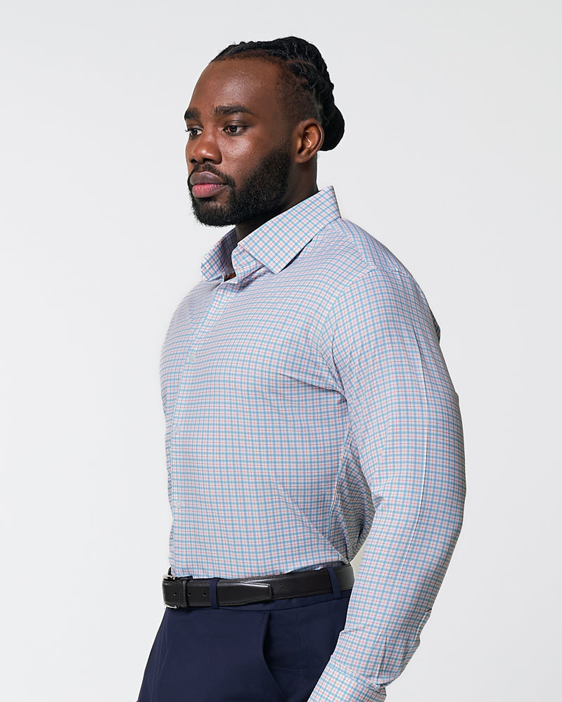 "The Dimitri" Blue Plaid With Orange Windowpane | State & Liberty Dress Shirts