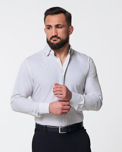 "The Wylder" Charcoal Chalked Pinstripe | State & Liberty Dress Shirts