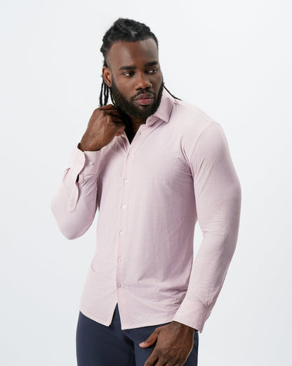 "The Portland" Sport Shirt - Light Pink with Light Blue Mini Check | State & Liberty Dress Shirts