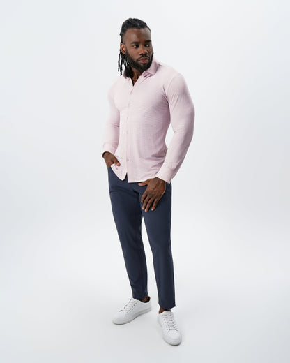 "The Portland" Sport Shirt - Light Pink with Light Blue Mini Check | State & Liberty Dress Shirts