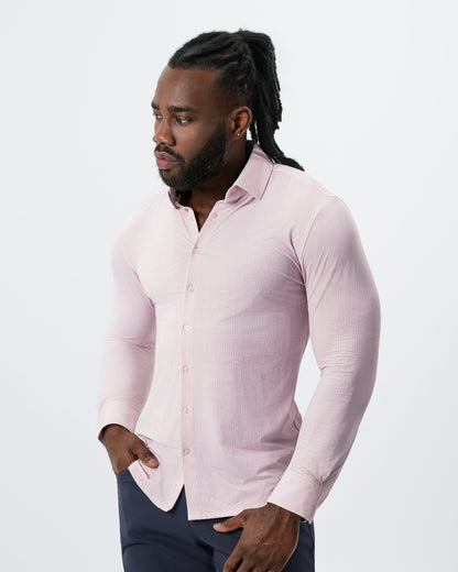 "The Portland" Sport Shirt - Light Pink with Light Blue Mini Check | State & Liberty Dress Shirts