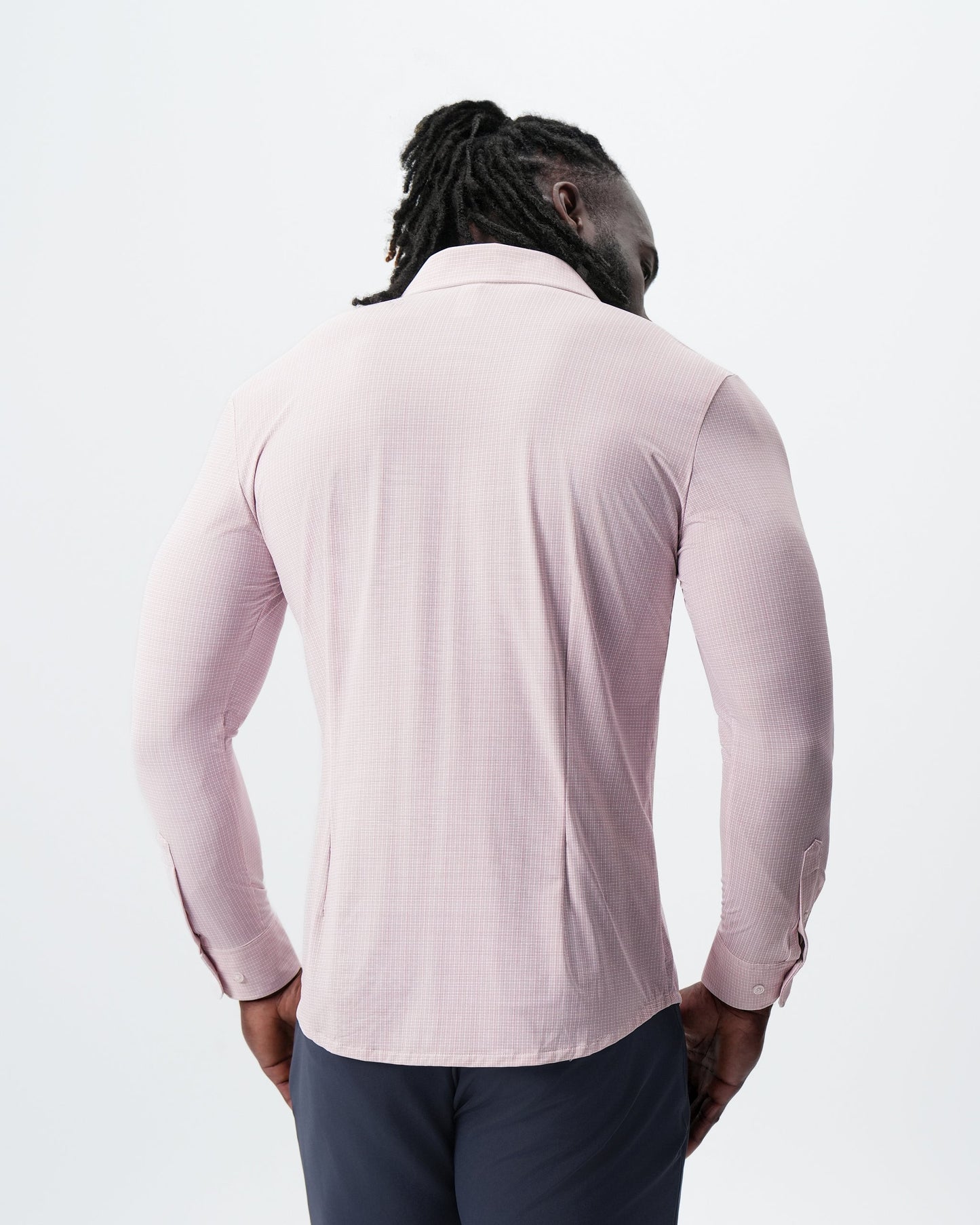 "The Portland" Sport Shirt - Light Pink with Light Blue Mini Check | State & Liberty Dress Shirts