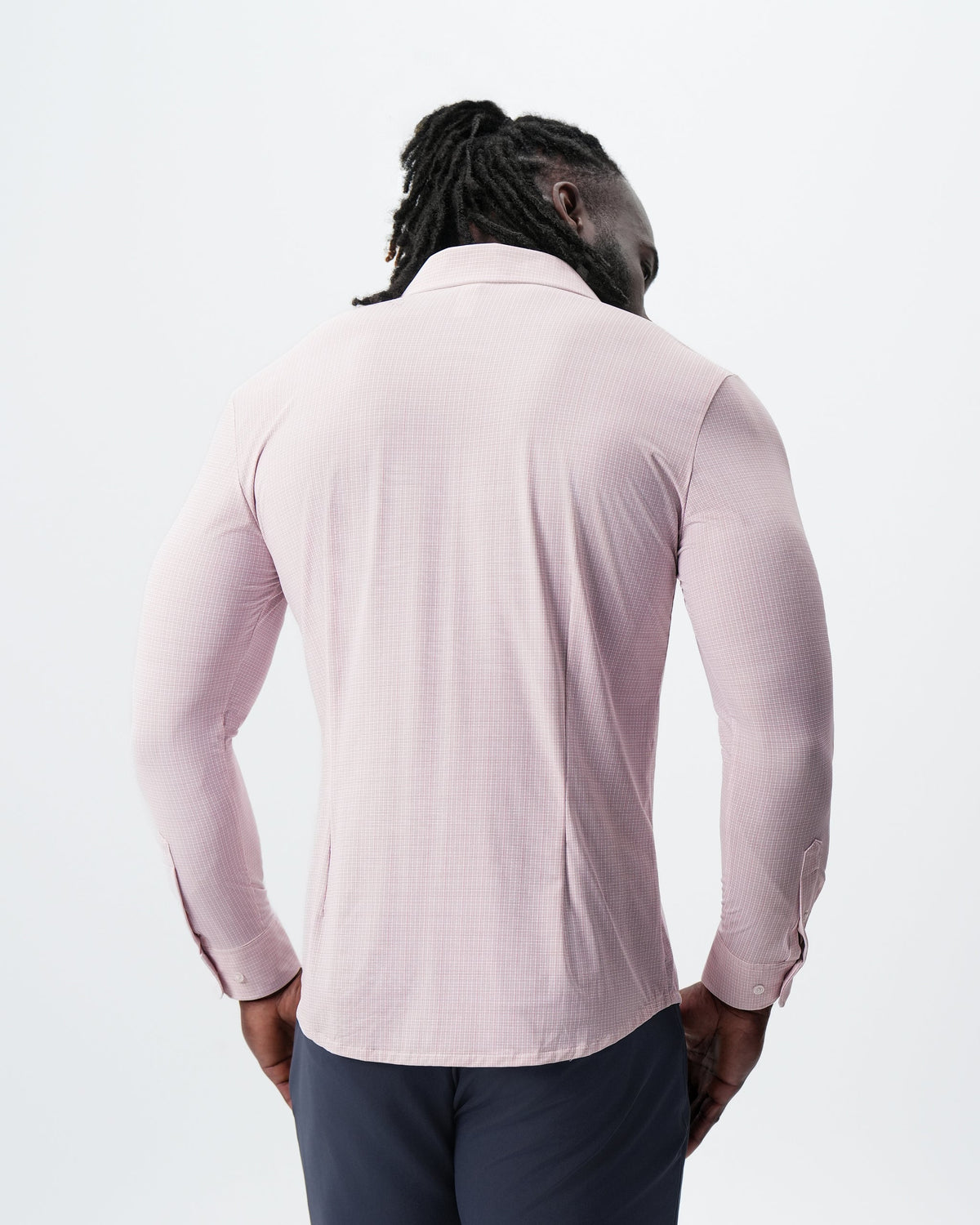 "The Portland" Sport Shirt - Light Pink with Light Blue Mini Check | State & Liberty Dress Shirts