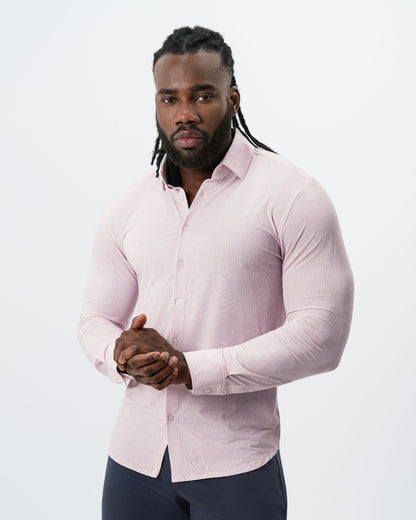 "The Portland" Sport Shirt - Light Pink with Light Blue Mini Check | State & Liberty Dress Shirts