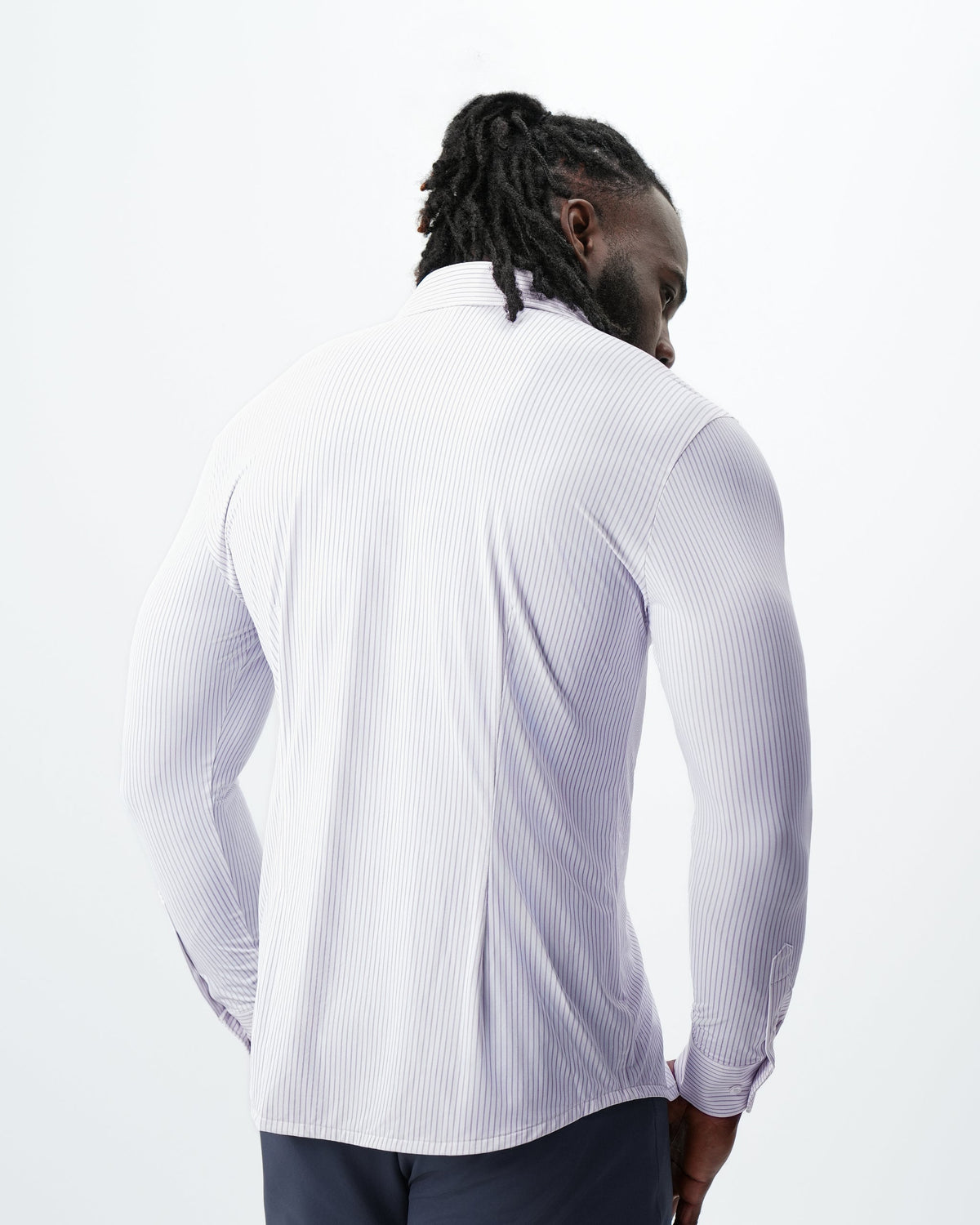 "The Arlington" Sport Shirt - White with Lilac Stripe | State & Liberty Dress Shirts
