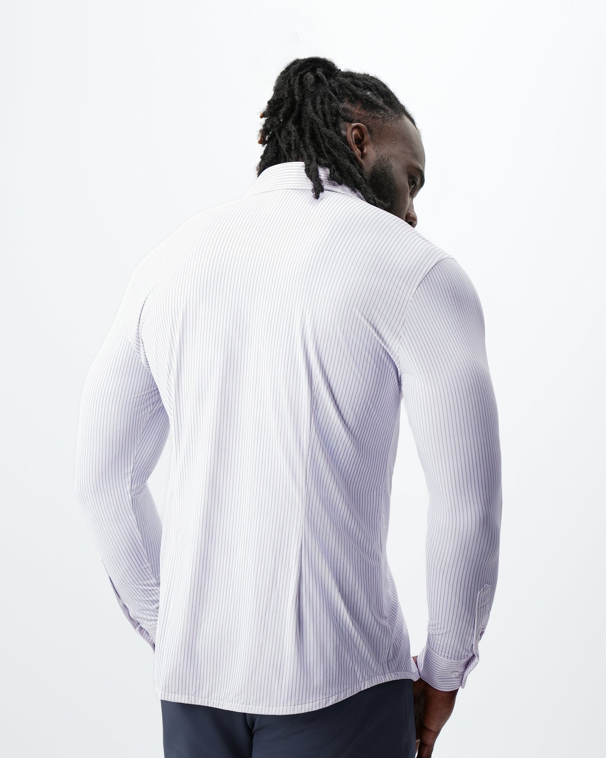 "The Arlington" Sport Shirt - White with Lilac Stripe | State & Liberty Dress Shirts