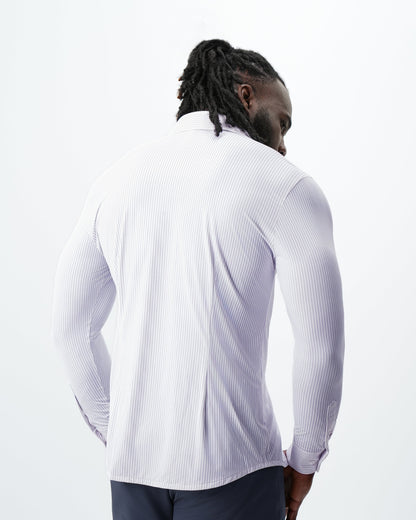 "The Arlington" Sport Shirt - White with Lilac Stripe | State & Liberty Dress Shirts