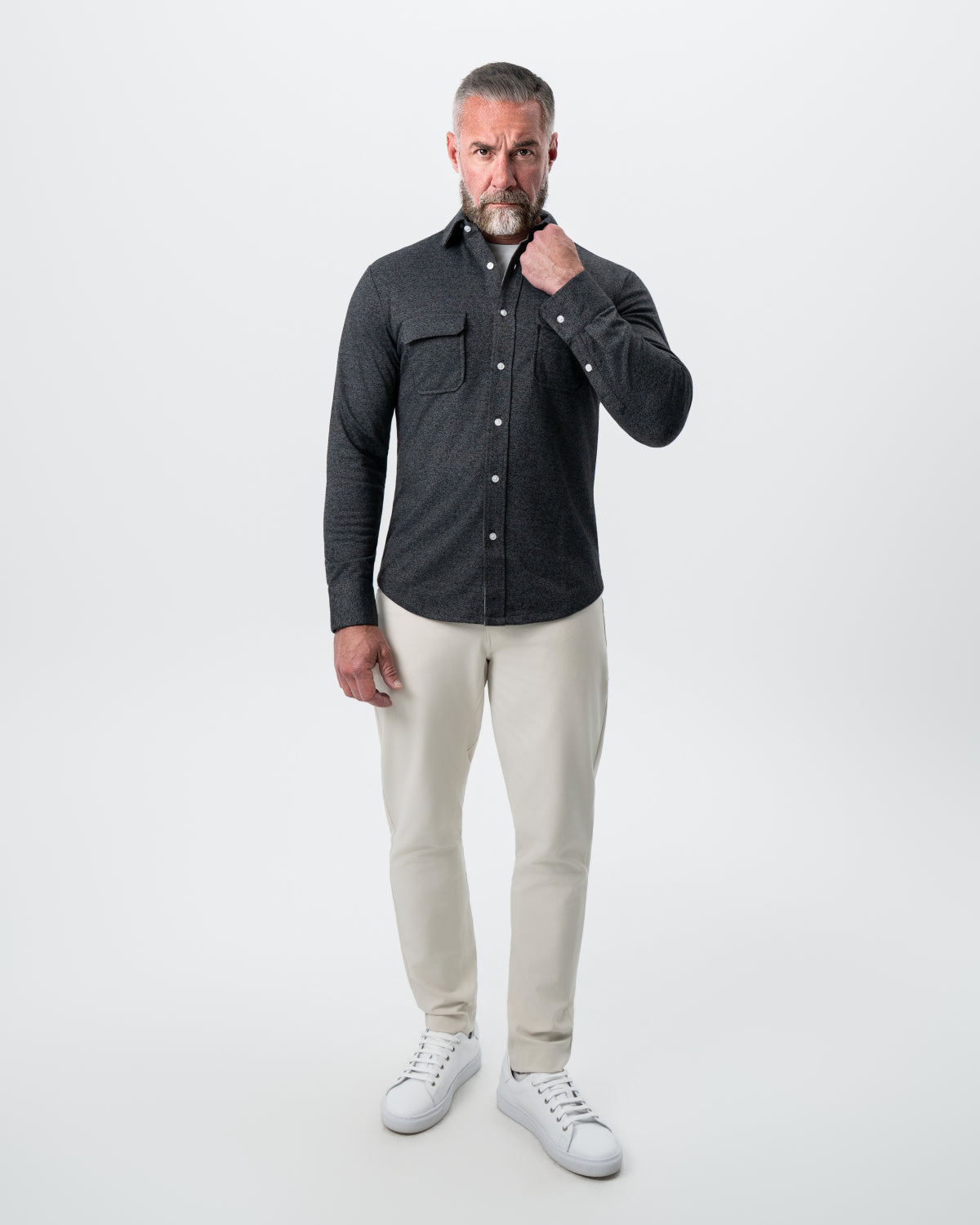 Patch Pocket Button Down - Charcoal | State & Liberty Dress Shirts