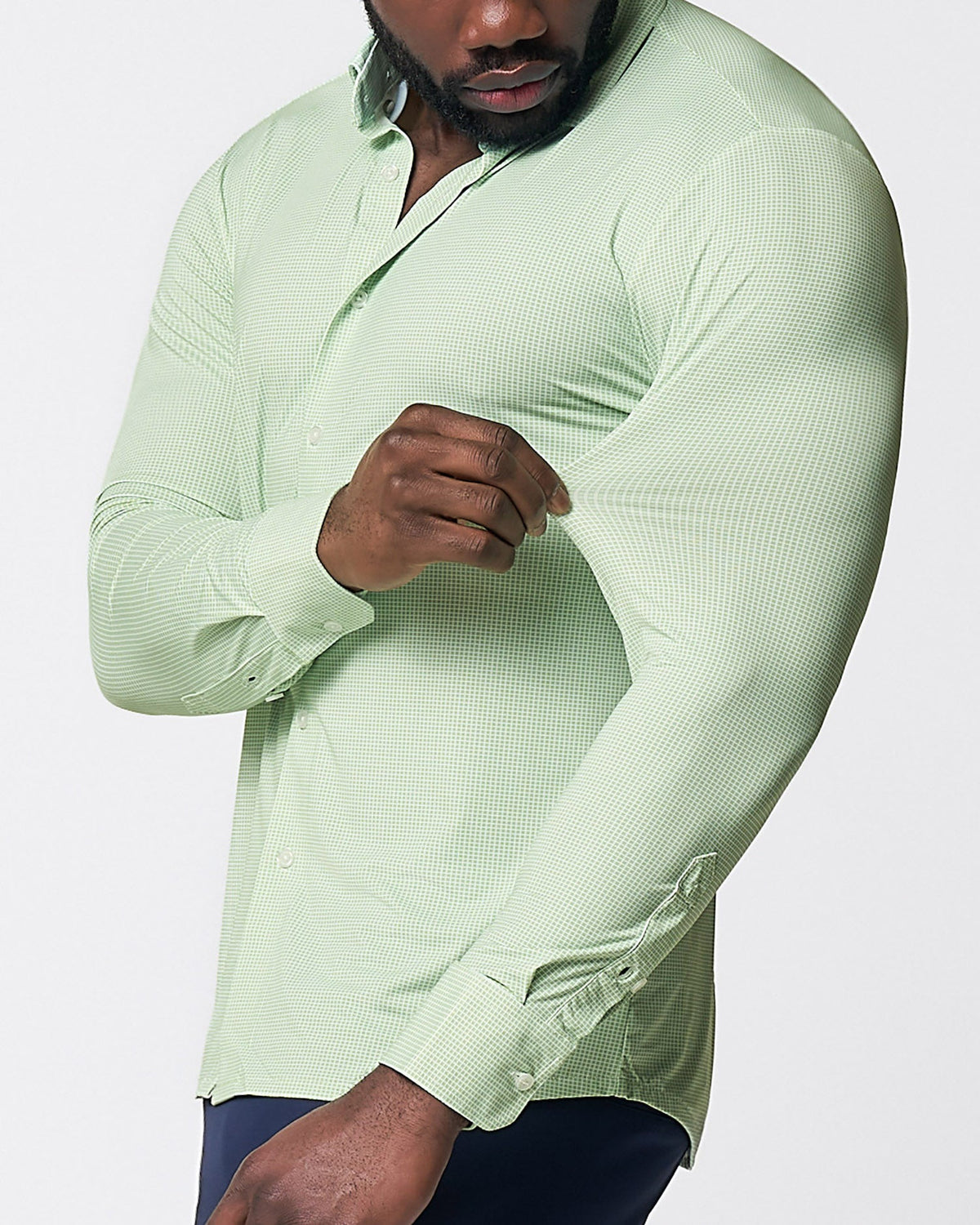 "The Labonte" Sport Shirt - Green & Turquoise Mini Check | State & Liberty Dress Shirts
