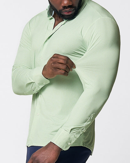 "The Labonte" Sport Shirt - Green & Turquoise Mini Check | State & Liberty Dress Shirts