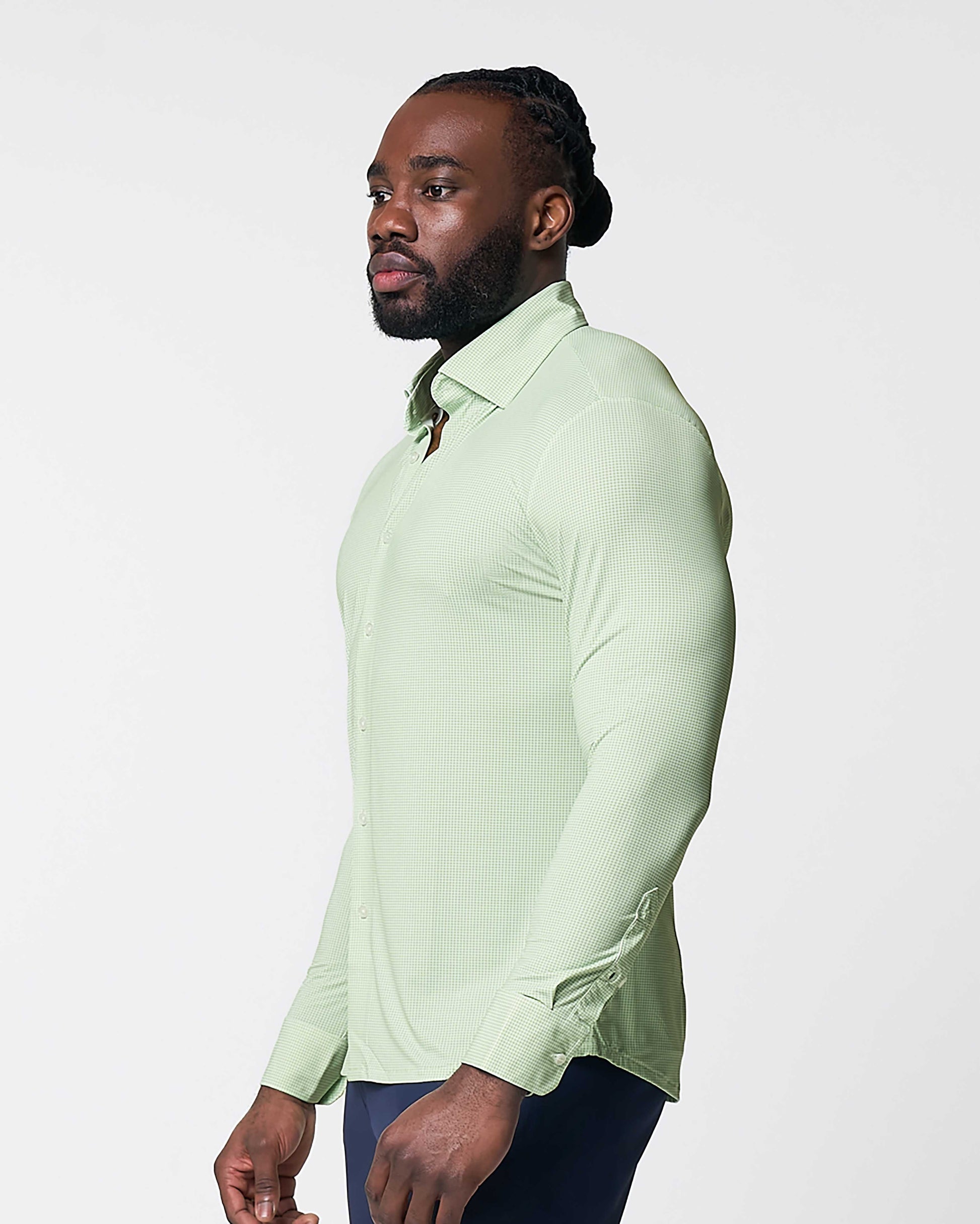 "The Labonte" Sport Shirt - Green & Turquoise Mini Check | State & Liberty Dress Shirts