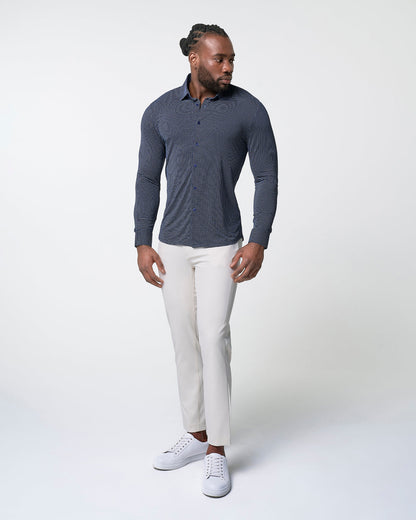 "The Eisenhower" Sport Shirt - Navy With White Grid | State & Liberty Dress Shirts