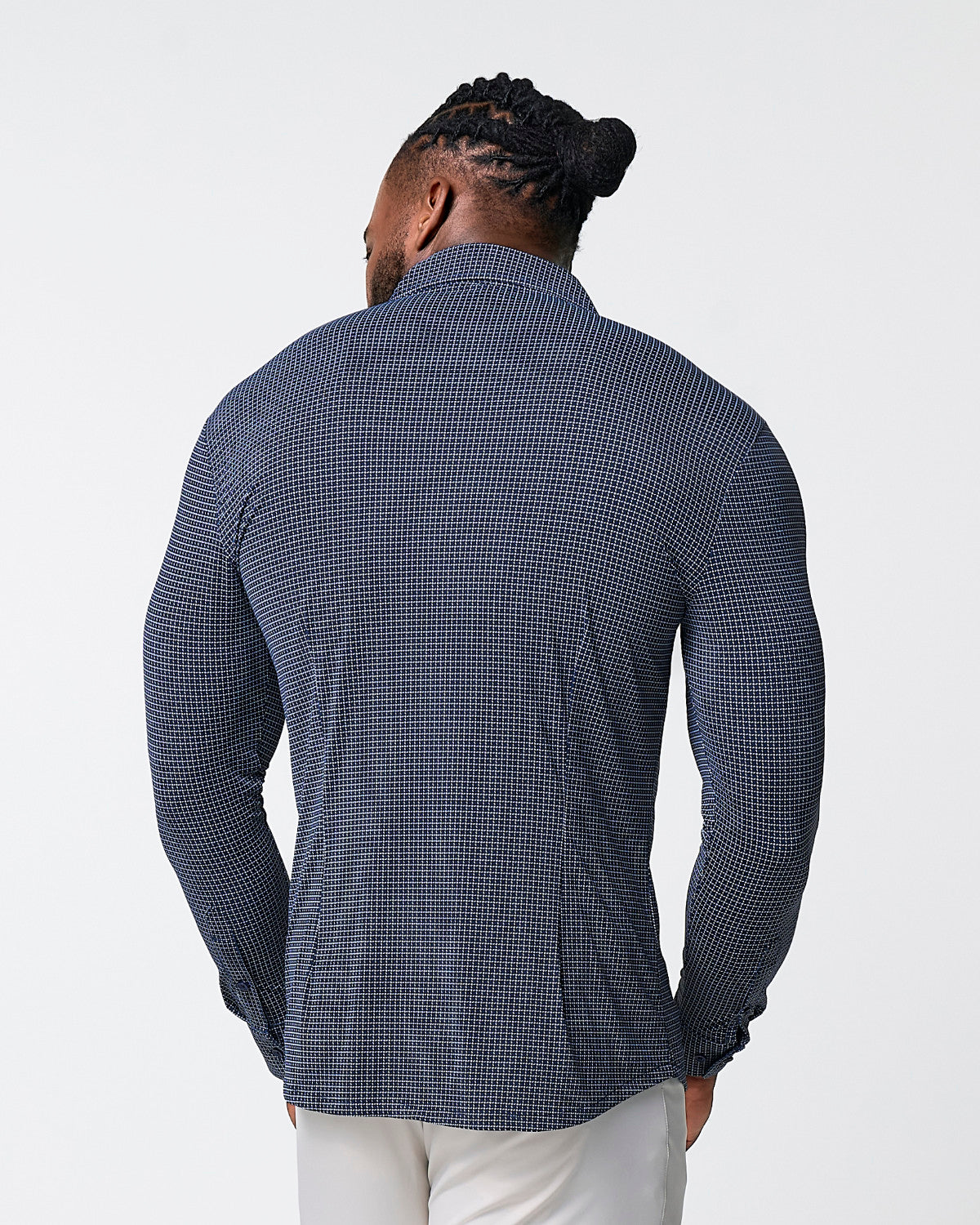 "The Eisenhower" Sport Shirt - Navy With White Grid | State & Liberty Dress Shirts