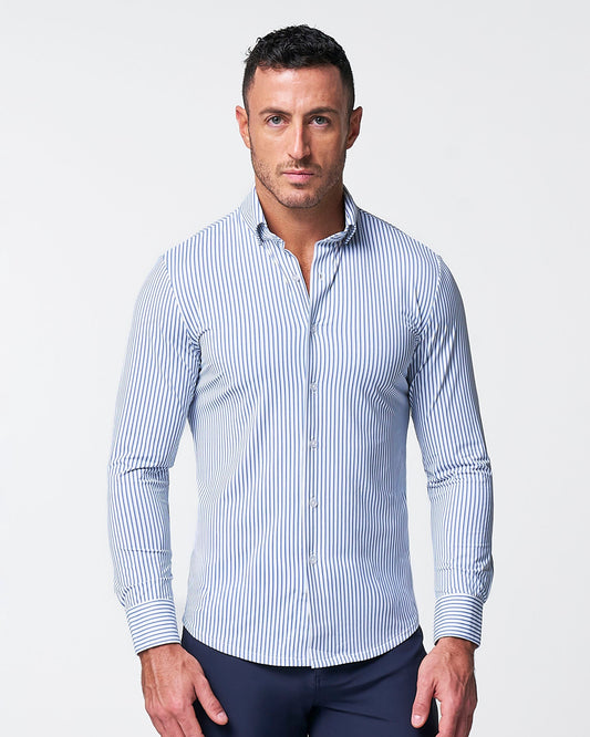 "The Wilfred" Sport Shirt - Blue & White Striped | State & Liberty Dress Shirts