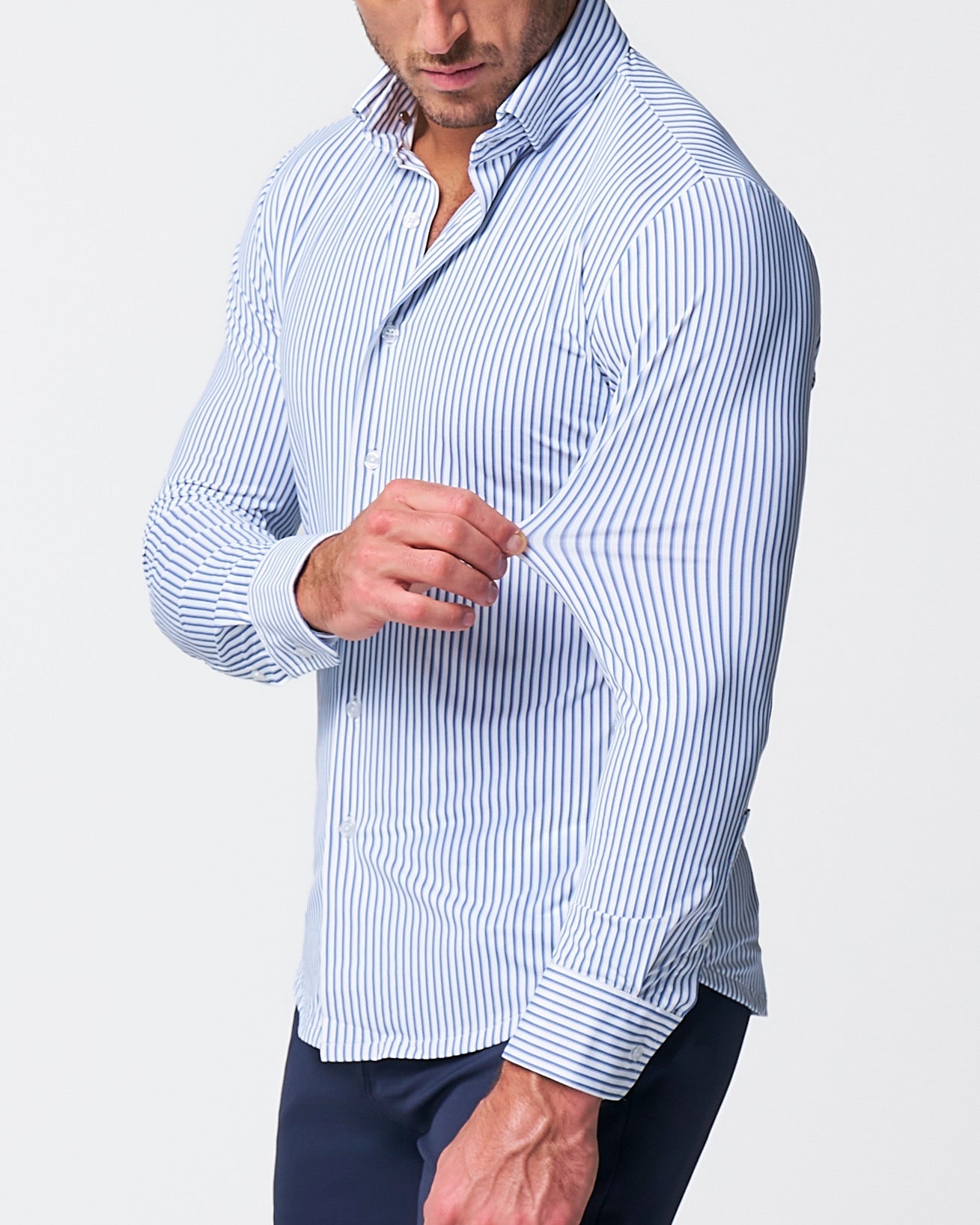 "The Wilfred" Sport Shirt - Blue & White Striped | State & Liberty Dress Shirts