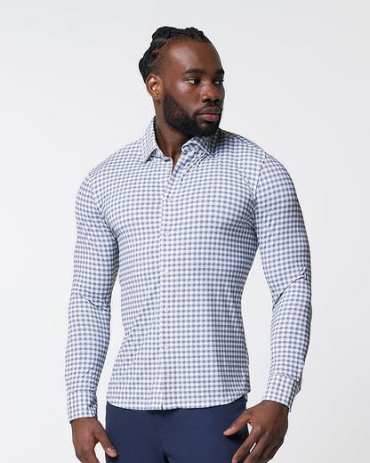 "The Jones" Sport Shirt - White & Grey Check | State & Liberty Dress Shirts
