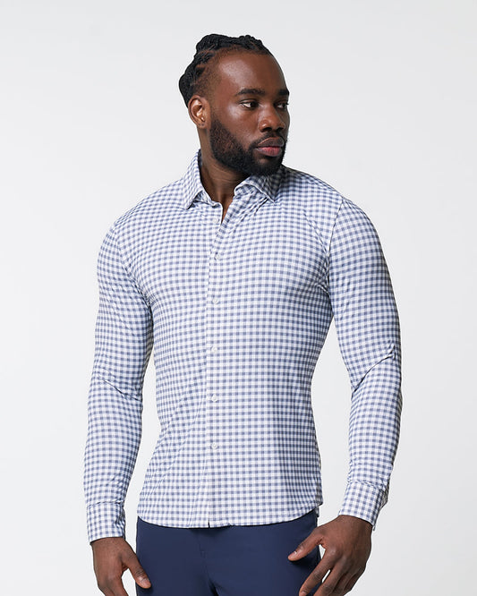 "The Jones" Sport Shirt - White & Grey Check | State & Liberty Dress Shirts