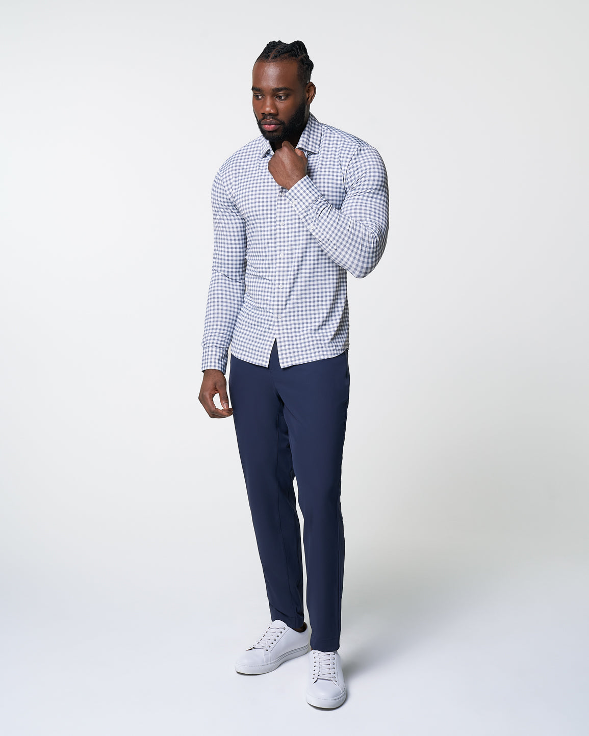"The Jones" Sport Shirt - White & Grey Check | State & Liberty Dress Shirts