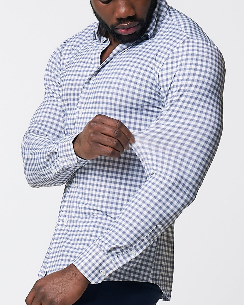 "The Jones" Sport Shirt - White & Grey Check | State & Liberty Dress Shirts